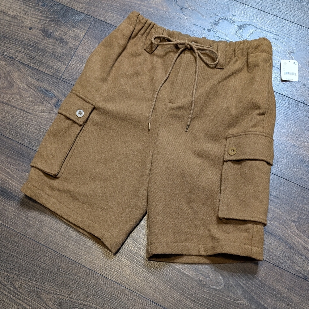 Free People Wool Charli Longline Brown Cargo Shorts Size Small New